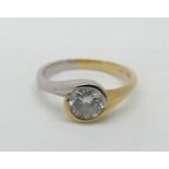 1 Damenring GG/WG 18ct. mit Solitärbrillant lt. Zertifikat von 1983: 1,05ct. Farbe H, if, gekauft fü