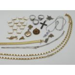 1 Konv. Schmuck Silber (ca. 6 Teile), Mode, Metall, u.a. sowie 1 Konv. Schmucksteine je lose z.B. Tü