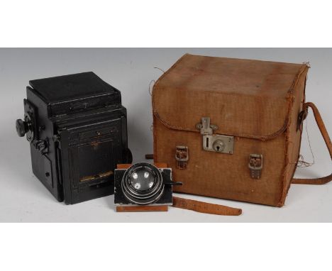 A Thornton Pickard Special Ruby Reflex 1/4 plate camera, Series XI, Taylor Hobson Cooke 5" lens no. 143420, folding tripod, c