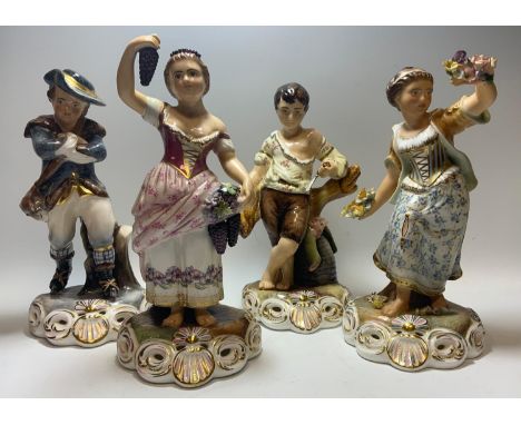 A set of four Royal Crown Derby figures, Allegorical of the Seasons, Spring, she stands, bare footed with two floral rings, l