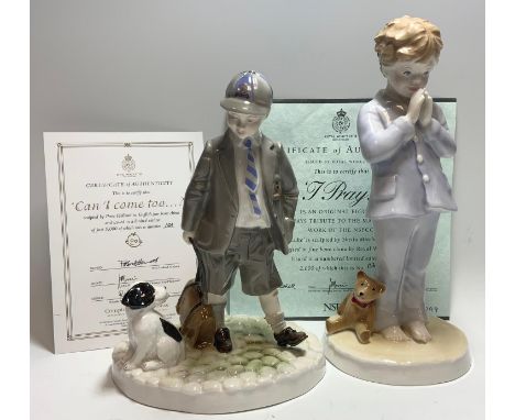 A Royal Worcester figure, Can I Come To, ltd ed, 101/5000, sculpted by Peter Holland;  another I Pray, 1565/2000, sculpted by