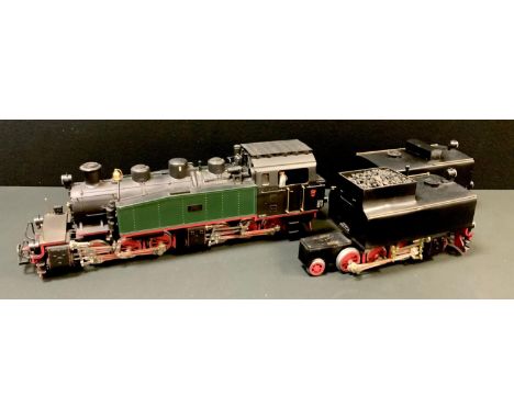 LGB Lehmann models G Scale model railway train set locomotive No. 2085D - ' 104 Hanomag '. 0-6-6-0 Steam Engine, black &amp; 