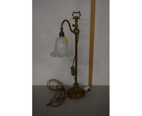 Vintage brass table lamp with frilled glass shade