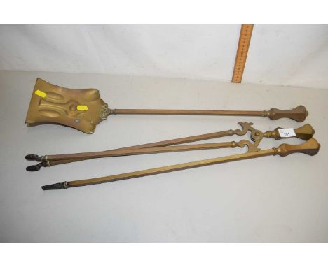 Set of brass fire tools