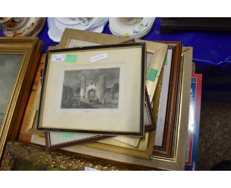 Group of various framed pictures and prints to include an engraving of The North Gate, Yarmouth and many others