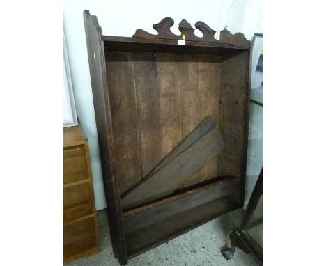 Late Victorian oak wall shelf with carved pediment