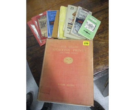 Old English sporting prints and their History - Ralph Nevill, gilt, titled, red cloth boards A/F and a group of vintage foldi