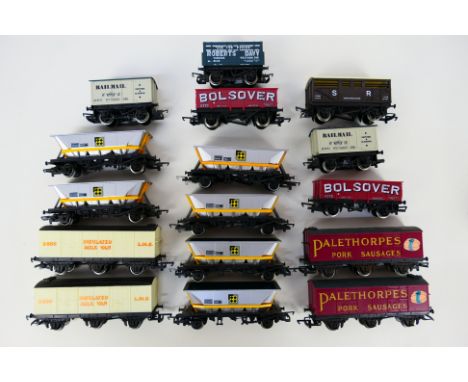 Hornby - 16 unboxed Hornby OO gauge freight rolling stock items. Lot includes Hornby HAA MGR coal hopper in Railfreight Coal 