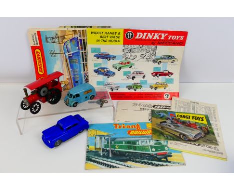 Tri-ang - Minic - Dinky - Corgi - 2 x Minic clockwork vehicles, a Morris J Van and a steam tractor, an unbranded friction pow