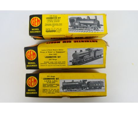 GEM Model Railways - Three boxed Gem Model Railways white metal OO gauge steam locomotive kits. Lot consists of 0-8-0 LNWR (L