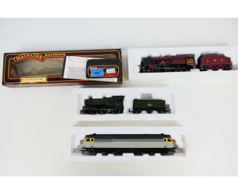 Mainline - Three boxed / partially boxed OO gauge locomotives, comprising of Mainline #37-057 4-6-0 7P Rebuilt Scot Class ste