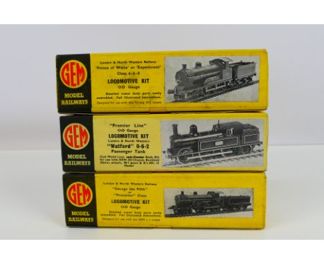 GEM Model Railways - Three boxed and factory sealed  Gem Model Railways white metal OO gauge steam locomotive kits. Lot consi