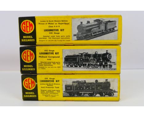 GEM Model Railways - Three boxed and factory sealed  Gem Model Railways white metal OO gauge steam locomotive kits. Lot consi