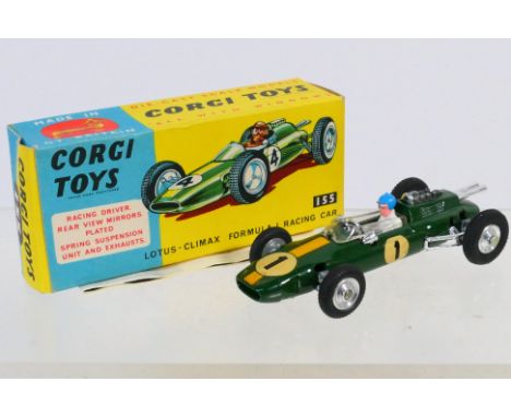 Corgi - A boxed Lotus-Climax Formula 1 Racing Car # 155. The model appears Mint in a Very Good box with a leaflet inside. (Th