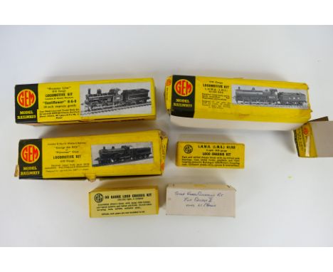 GEM Model Railways - Other - A group of six boxed Gem Model Railways white metal OO gauge steam locomotive kits and chassis k