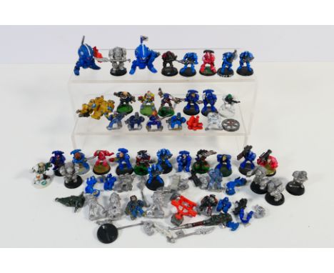 Warhammer - Games Workshop - Citadel - A group of over 40 loose metal Warhammer predominately Space Marine figures majority o