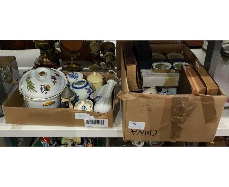 Royal Worcester 'Evesham' large lidded casserole dish, volumes of 'The Quiver', assorted ceramics, assorted glassware, Burlei
