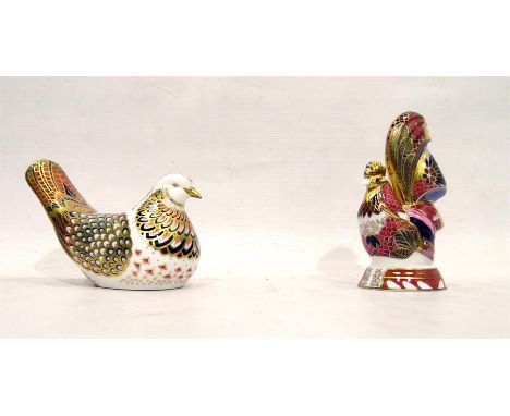 Royal Crown Derby model of a bird and a Royal Worcester 'Imari' cockerel (2)   