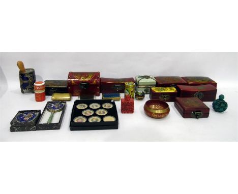Quantity of Oriental style trinket boxes, a silver plated coffee pot and assorted items (1 box)   