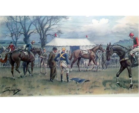 After Snaffles Colour print "Oh! To Be In Ireland Now That April's There", racehorses in collecting ring, titled on mount, be