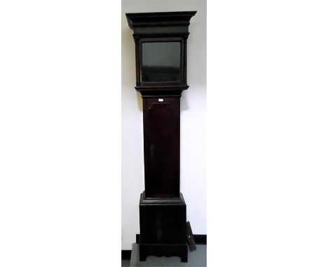 18th century oak and mahogany banded longcase clock case, 12" square dial aperture, 212cm high  