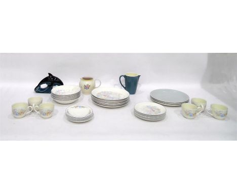 Quantity of Poole pottery to include matt jug with floral spray, 'Fleur' pattern part tea and dinner service, dolphin, furthe