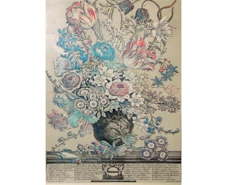 Two botanical colour prints  Flowers for the months of December and March and three further architectural prints (5)   