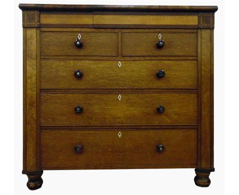 19th century chest of three blind drawers over two short and three long graduated drawers, each with turned knob handles, wit