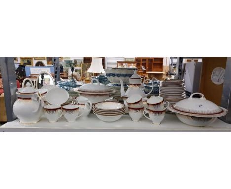 Royal Grafton 'Majestic' part dinner and tea service including coffee pot, teapot, gravy jug, lidded tureen, teacups, soup bo