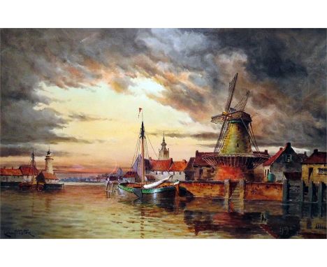 L Van Staaten Watercolour"Near Delft", signed lower left, titled to the margin, 39cm x 61cm 