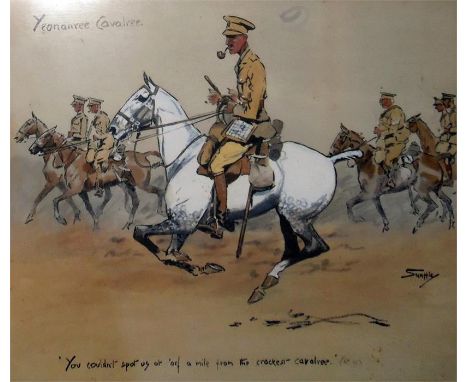 After Snaffles Handcoloured print "Yeomanree Cavalree, You Could'nt Spot Us at Arf a Mile from the Crackest Cavalree", soldie