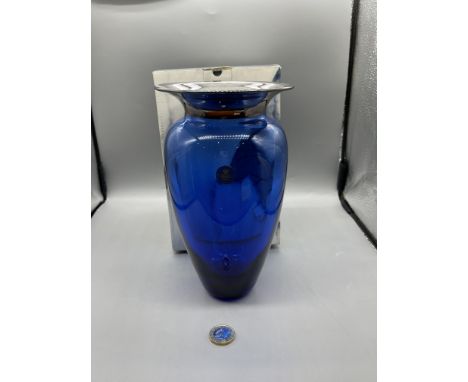 Boxed Royal Copenhagen Blue Large Saturn Vase 