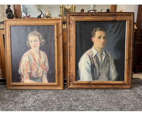 Framed Dorothy Elaine Vicaji (1880-1945) Portrait of a Lady, Signed lower left, oil on canvas, along with Framed Portrait of 