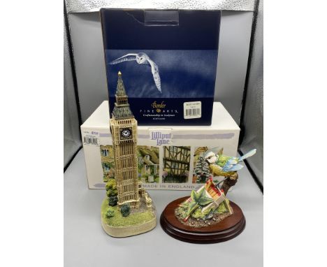 Border Fine Arts The Russel Willis Collection by Chiltern WB152 Bluetit on Matchbox and Lilliput Lane Anniversary Edition of 