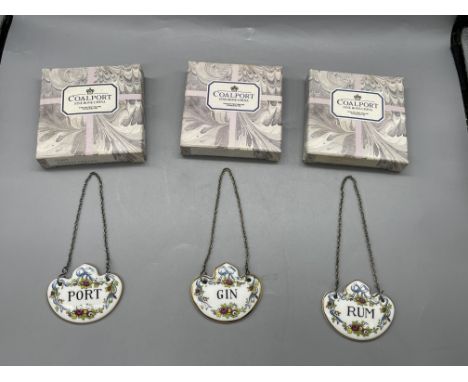Three Boxed Coalport Fine Bone China Decanter Labels