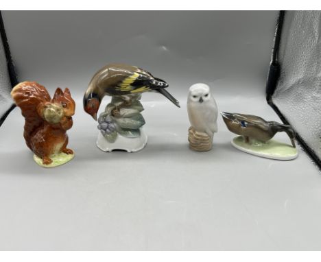 Beswick England - Beatrix Potter - Samuel Whiskers, Rosenthal Bavaria Germany - Goldfinch Bird, Royal Copenhagen - Owl, and R