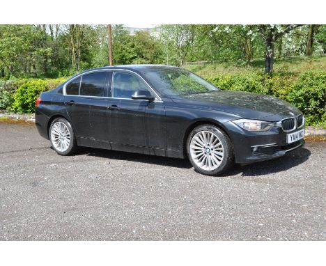 A 2014 BMW 320D LUXURY 4 DOOR SALOON CAR in black, with full black leather interior, two Key Fobs, V5C present , 3 former kee