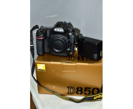 A BOXED NIKON D850 FULL FRAME CAMERA BODY, 45.7 megapixel sensor, LCD touchscreen, XQD card compatible, together with Nikon M