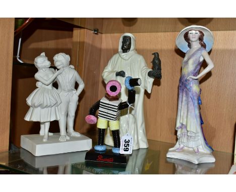 FOUR CERAMIC FIGURES, comprising a Coalport limited edition 'Bertie Bassett', no 394/1500, a Coalport 'Beauty &amp; The Beast