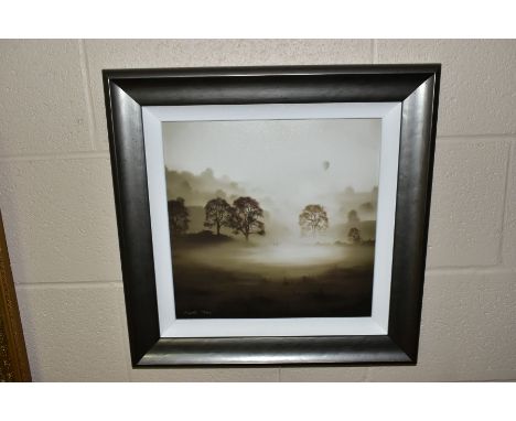 JOHN WATERHOUSE (BRITISH CONTEMPORARY) a limited edition print 64/195 depicting a family and hot air balloon in the mist, sig