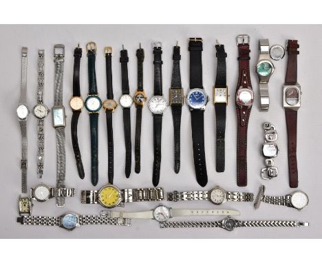 A COLLECTION OF QUARTZ WRISTWATCHES, to include a ladies Omega De Ville Quartz wristwatch, gold plated case, champagne dial w