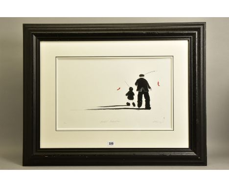 MACKENZIE THORPE (BRITISH 1956)  'SWEET MEMORIES' a limited edition print of a boy and father figure 2/195, signed to lower m