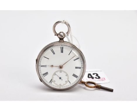 A MID VICTORIAN SILVER, OPEN FACE POCKET WATCH, white dial, Roman numerals, seconds subsidiary dial at the six o'clock positi
