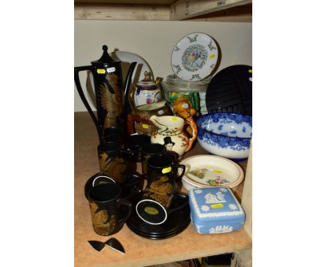 A GROUP OF CERAMICS, including a House of Faberge 'The Faberge Egg Imperial Tea Pot', Portmeirion Phoenix coffee set (one sau