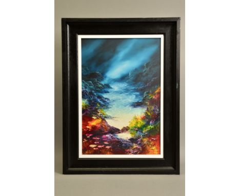 PHILIP GRAY (IRISH 1959) 'INTO THE BLUE', a limited edition print of a colourful coastal scene, signed bottom right with cert