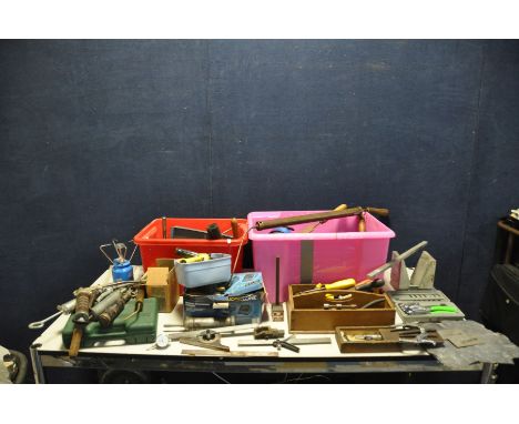 TWO PLASTIC TRAYS CONTAINING TOOLS including a 1-2in Moore and Wright Micrometer, a L.S.Starret and another two part Combinat
