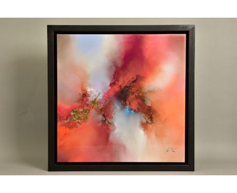 SIMON KENNY (IRISH 1976) 'SOMEWHERE IN TIME', a limited edition print on canvas 12/195, an abstract study of a galaxy, signed