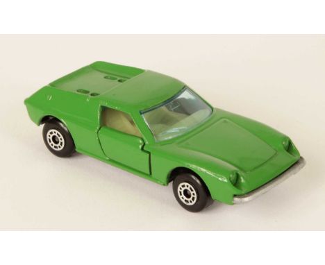 Matchbox Superfast 5a Lotus Europa MADE IN BULGARIA MODEL - green body with high arches, light blue windows, pale yellow inte