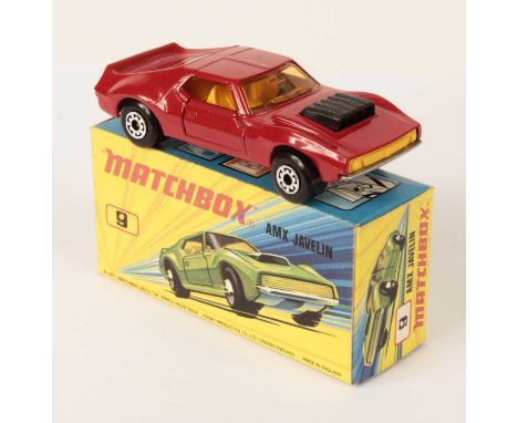 Matchbox Superfast 9b AMX Javelin Twin Pack Issue - RED BODY WITH CAST SHUT DOORS, amber windows, dark yellow interior, SILVE