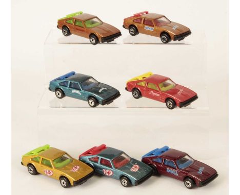 Matchbox Superfast 7 x 60d Toyota Supra MADE IN BULGARIA MODELS - all are clear windows, black plastic Universal Bulgaria bas